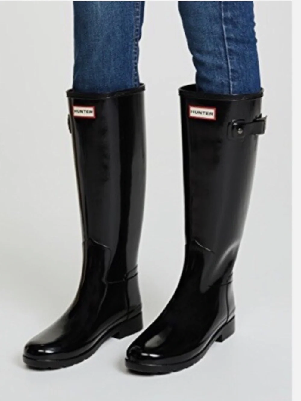 Hunter Women's Original Tall Gloss Rain Boots Black Size 7